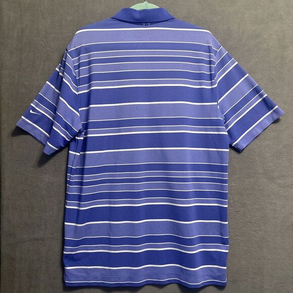 TPC Sawgrass Nike Golf Tour Performance Polo Shirt Mens L Blue Striped Dri-Fit - Picture 3 of 7